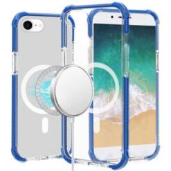 iPhone 16E / SE4 Acrylic [Magnetic Circle] Tough 2.5mm Transparent ShockProof Hybrid - Blue