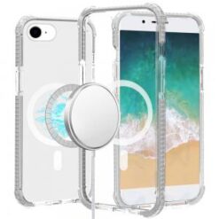 iPhone 16E / SE4 Acrylic [Magnetic Circle] Tough 2.5mm Transparent ShockProof Hybrid - White