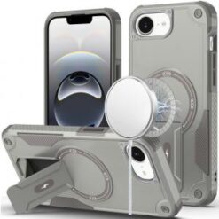 iPhone 16E (E edition) / SE4 (2025) Sturdy Bracket Kickstand Magnetic Hybrid - Grey