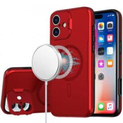 iPhone 16 6.1 inch Magnetic Ring Circle Camera Cap KickStand Hybrid UV Paint Matte Finish Case -