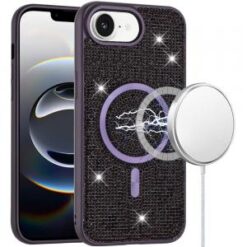 iPhone 16E (E edition) / SE4 (2025) Diamond [Magnetic Circle] with CD Pattern Hybrid - Purple