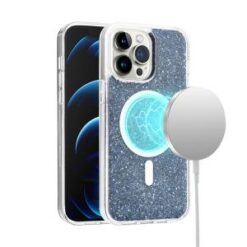 iP15 Pro Max Epoxy Glitter [Magnetic Circle] ShockProof Hybrid 2.5mm Thick - Black