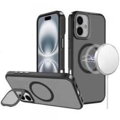 iPhone 16 6.1 inch Frame Aluminium Camera Stand Metallic Buttons [Magnetic Circle] Tough HQ Hybr