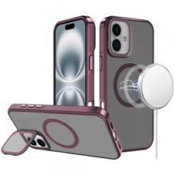 iPhone 16 6.1 inch Frame Aluminium Camera Stand Metallic Buttons [Magnetic Circle] Tough HQ Hybr
