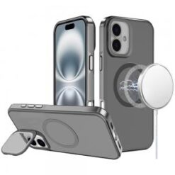 iPhone 16 6.1 inch Frame Aluminium Camera Stand Metallic Buttons [Magnetic Circle] Tough HQ Hybr
