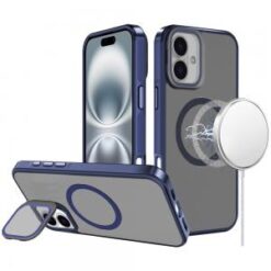 iPhone 16 6.1 inch Frame Aluminium Camera Stand Metallic Buttons [Magnetic Circle] Tough HQ Hybr