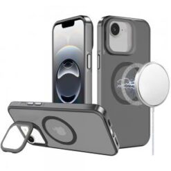 iPhone 16E / SE4 Frame Aluminium Camera Stand Metallic Buttons [Magnetic Circle] Tough HQ Hybrid