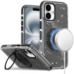 iPhone 16 6.1 inch Glitz HQ Shimmer Glitter [Magnetic Ring Circle] with 360 degree Rotational Ri