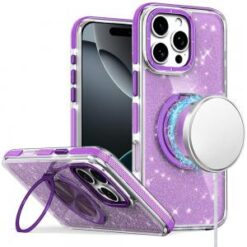 iPhone 16 Pro 6.3 inch Glitz HQ Shimmer Glitter [Magnetic Ring Circle] with 360 degree Rotation