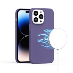 iPhone 15 Pro PU Leather with inner [Magnetic Circle] Colored Metal Buttons - Wisteria