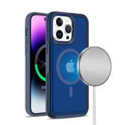 iP15 Pro Max Glossy Oil Premium Hybrid Case Cover - Dark Blue