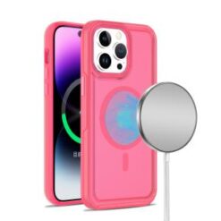 iP15 Pro Max Glossy Oil Premium Hybrid Case Cover - Hot Pink
