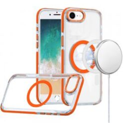 iPhone 16E / SE4 Matching Color Frame Strong Magnetic Ring Circle Transparent HQ Thick Hybrid -