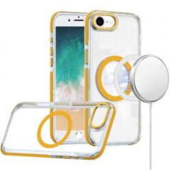 iPhone 16E / SE4 Matching Color Frame Strong Magnetic Ring Circle Transparent HQ Thick Hybrid -