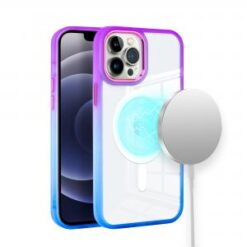 iPhone 15 Pro Radiant Two Tone [Magnetic Circle] ShockProof Transparent Thick Hybrid - Purple/Bl