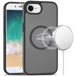 iPhone 16E / SE4 [Magnetic Circle] Smooth Safe Matte Feel Hybrid Case - Black