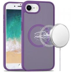 iPhone 16E / SE4 [Magnetic Circle] Smooth Safe Matte Feel Hybrid Case - Dark Purple