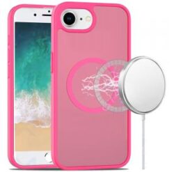 iPhone 16E / SE4 [Magnetic Circle] Smooth Safe Matte Feel Hybrid Case - Hot Pink