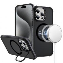 iP15 Pro Max ShatterProof HQ Metal Camera Ring [Magnetic Circle] with Colorful Edged Bar Case -