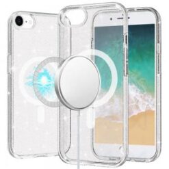 iPhone 16E / SE4 Glitter Ultra [Magnetic Circle] Thick 3mm Transparent Hybrid - Clear