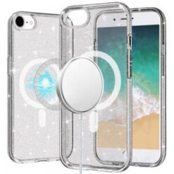 iPhone 16E / SE4 Glitter Ultra [Magnetic Circle] Thick 3mm Transparent Hybrid - Smoke