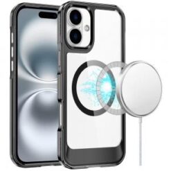 iPhone 16 6.1 inch Thick Transparent HQ [Magnetic Circle] Case - Black