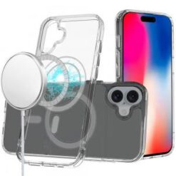 iPhone 16 6.1 inch Thick Transparent [Magnetic Circle] Shockproof Hybrid - Clear