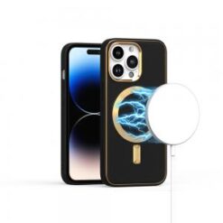 iPhone 15 Pro Ultimate Quality PU Leather Hybrid Case Cover - Black