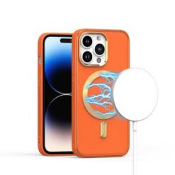 iPhone 15 Pro Ultimate Quality PU Leather Hybrid Case Cover - Orange