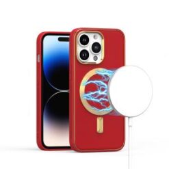 iPhone 15 Pro Ultimate Quality PU Leather Hybrid Case Cover - Red