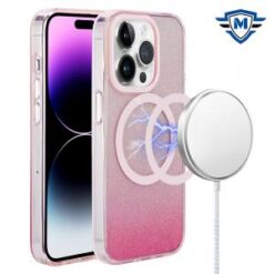 iPhone 15 Pro METKASE IMD Design Pattern [Magnetic Circle] Premium Hybrid Case - Gradient Pink G