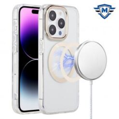 iPhone 15 Pro METKASE Double Protection IMD Design Pattern [Magnetic Circle] Premium Case - Gold