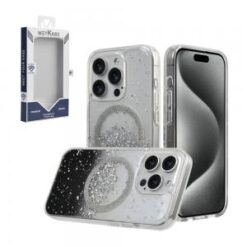 iPhone 15 Pro METKASE GLITTER Transparet [MAGNETIC CIRCLE] Shockproof Hybrid - Silver/Black
