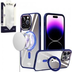 iPhone 15 Pro METKASE Dazzle Magnetic Ring Stand Alloy Chrome Transparent Hybrid in Slide-Out Pa