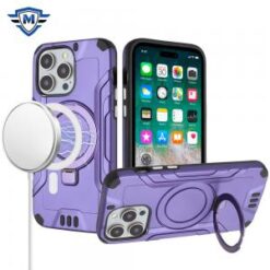 iPhone 15 Pro METKASE Magnetic Circle Kickstand Exclusive Brushed Hybrid - Dark Purple