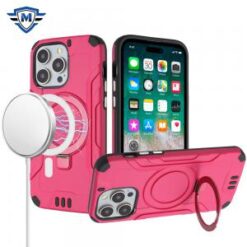 iPhone 15 Pro METKASE Magnetic Circle Kickstand Exclusive Brushed Hybrid - Hot Pink