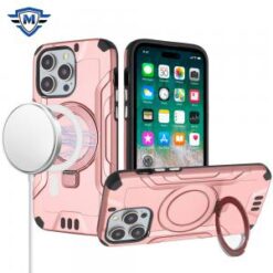 iPhone 15 Pro METKASE Magnetic Circle Kickstand Exclusive Brushed Hybrid - Rose Gold
