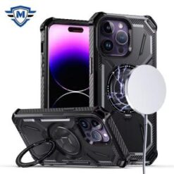 iPhone 15 Pro METKASE Magnetic Ring Stand Premium Ultra Rugged ShockProof Hybrid in Slide-Out Pa