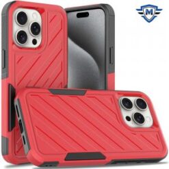iP15 Pro Max Noble lined shockproof dual layer hybrid in Slide-Out Package - Red/Black