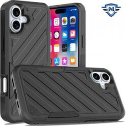 iPhone 16 6.1 inch METKASE Noble lined shockproof dual layer hybrid in Slide-Out Package - Black