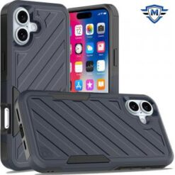 iPhone 16 6.1 inch METKASE Noble lined shockproof dual layer hybrid in Slide-Out Package - Blue/
