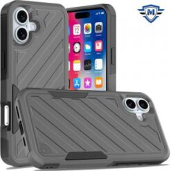 iPhone 16 6.1 inch METKASE Noble lined shockproof dual layer hybrid in Slide-Out Package - Grey/