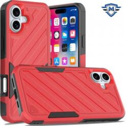 iPhone 16 6.1 inch METKASE Noble lined shockproof dual layer hybrid in Slide-Out Package - Red/B