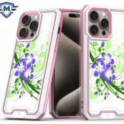 iPhone 15 Pro METKASE Premium RANK Design Fused Hybrid in Slide-Out Package - Green Floral