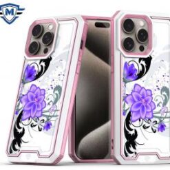 iPhone 15 Pro METKASE Premium RANK Design Fused Hybrid in Slide-Out Package - Purple Lily