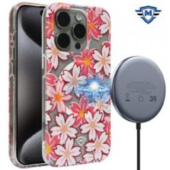 iPhone 15 Pro METKASE Floral Design [Magnetic Circle] Transparent Hybrid - Bauhinia Orchid
