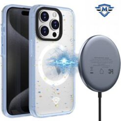 iPhone 15 Pro METKASE Iridescent Spots [Magnetic Circle] Hybrid - Blue+iridescent Spots