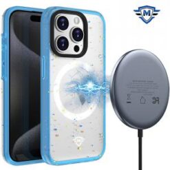 iPhone 15 Pro METKASE Iridescent Spots [Magnetic Circle] Hybrid - Dark Blue+iridescent Spots