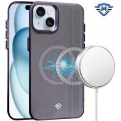 iPhone 15 Pro METKASE Matte Finish [Magnetic Circle] Premium Raised Camera Edge Hybrid - Purple