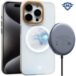 iPhone 15 Pro METKASE Premium Chrome Edged Camera [Magnetic Circle] Shockproof Hybrid - Clear